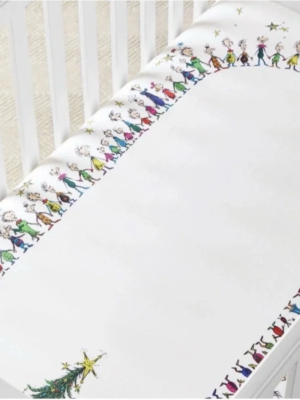Pottery Barn Kids Dr. Seuss The Grinch Christmas Photo Op Crib Sheet Rare Find